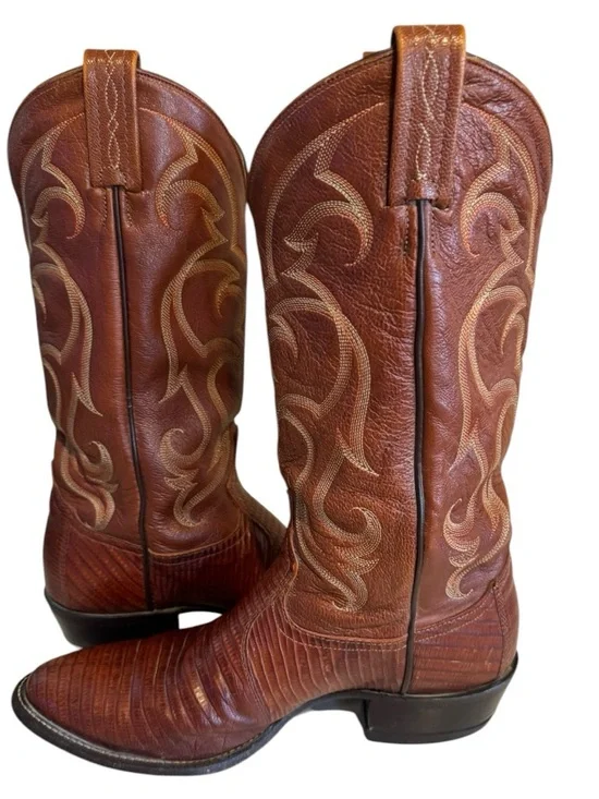 Tony Lama Lizard Cowboy Boots Men’s Western Leather USA Made Size 9.5D - Picture 4 of 13